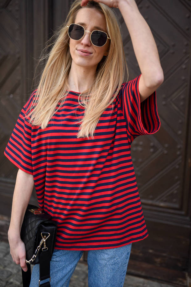 Tee-shirt Shelli Navy- Red Stripes 